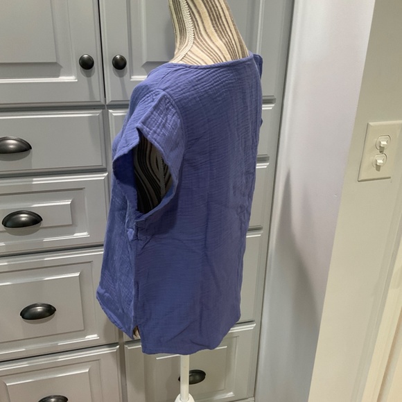 Three Dots Double Gauze Top, Blue, Various Sizes, NWT - Picture 3 of 7